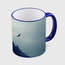 Кружка 3D Орел над Лесом, цвет: 3D-синий кант
