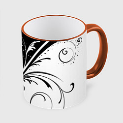 Кружка 3D Цветочный узор, цвет: 3D-оранжевый кант