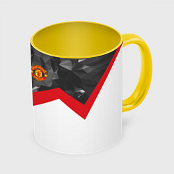Кружка 3D Man United FC: Grey Polygons, цвет: 3D-белый + желтый