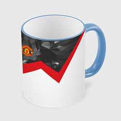 Кружка 3D Man United FC: Grey Polygons, цвет: 3D-небесно-голубой кант