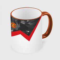 Кружка 3D Man United FC: Grey Polygons, цвет: 3D-оранжевый кант