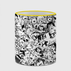 Кружка 3D Ahegao: Black & White, цвет: 3D-желтый кант — фото 2
