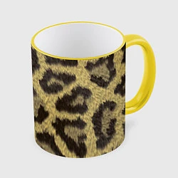 Кружка 3D Шкура гепарда, цвет: 3D-желтый кант