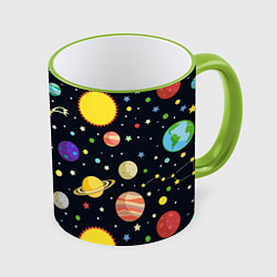 Кружка 3D Солнечная система, цвет: 3D-светло-зеленый кант