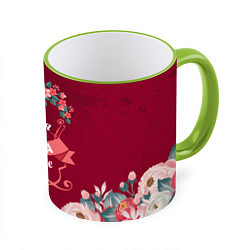 Кружка 3D Самая лучшая мама в мире, цвет: 3D-светло-зеленый кант