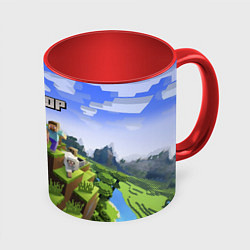 Кружка 3D Майнкрафт: Виктор, цвет: 3D-белый + красный