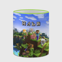 Кружка 3D Майнкрафт: Илья, цвет: 3D-светло-зеленый кант — фото 2