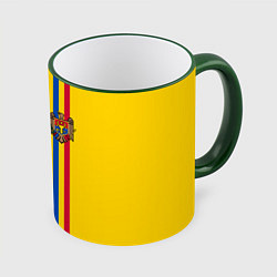 Кружка 3D Молдавия: лента с гербом, цвет: 3D-зеленый кант