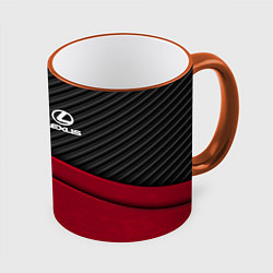 Кружка 3D Lexus: Red Carbon, цвет: 3D-оранжевый кант