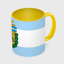 Кружка 3D Сборная Аргентины, цвет: 3D-белый + желтый
