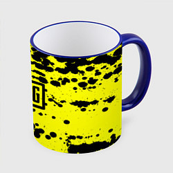 Кружка 3D PUBG: Yellow Stained, цвет: 3D-синий кант