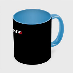 Кружка 3D MASS EFFECT N7, цвет: 3D-белый + небесно-голубой