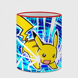 Кружка 3D Пикачу бежит с молниями, цвет: 3D-красный кант — фото 2