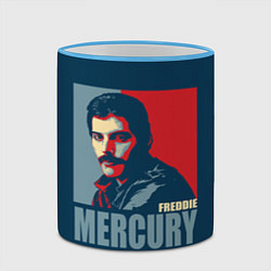 Кружка 3D Queen: Freddie Mercury, цвет: 3D-небесно-голубой кант — фото 2