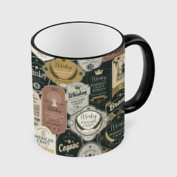 Кружка 3D Этикетки мира Виски, цвет: 3D-черный кант