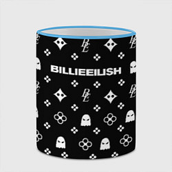 Кружка 3D Billie Eilish: Black Pattern, цвет: 3D-небесно-голубой кант — фото 2
