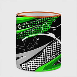 Кружка 3D Black and green corners, цвет: 3D-оранжевый кант — фото 2