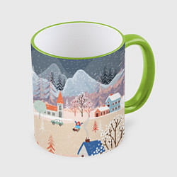 Кружка 3D Новогодние каникулы, цвет: 3D-светло-зеленый кант