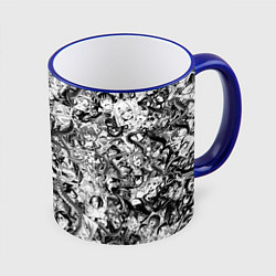 Кружка 3D Ахегао с щупальцами, цвет: 3D-синий кант