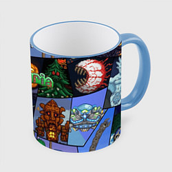 Кружка 3D Terraria, цвет: 3D-небесно-голубой кант