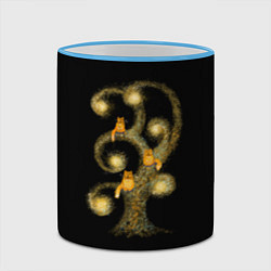 Кружка 3D Коты на дереве, цвет: 3D-небесно-голубой кант — фото 2