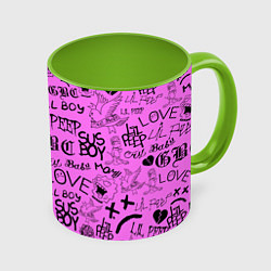 Кружка 3D LIL PEEP LOGOBOMBING, цвет: 3D-белый + светло-зеленый
