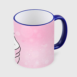 Кружка 3D Сердечко пальцами, цвет: 3D-синий кант