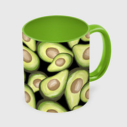 Кружка 3D Avocado background, цвет: 3D-белый + светло-зеленый