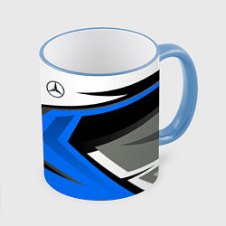 Кружка 3D Mercedes-Benz, цвет: 3D-небесно-голубой кант