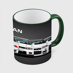 Кружка 3D NISSAN, цвет: 3D-зеленый кант