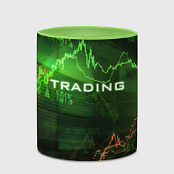 Кружка 3D Трейдинг 03, цвет: 3D-белый + светло-зеленый — фото 2