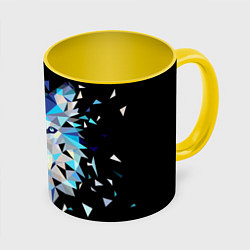Кружка 3D Волк, цвет: 3D-белый + желтый
