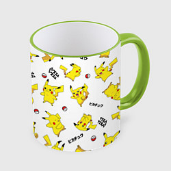 Кружка 3D ПИКАЧУ, цвет: 3D-светло-зеленый кант