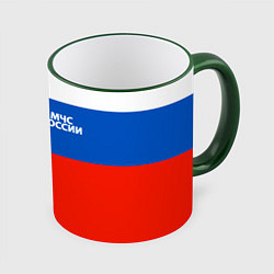 Кружка 3D Флаг МЧС России, цвет: 3D-зеленый кант