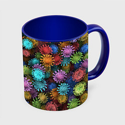 Кружка 3D Разноцветные вирусы, цвет: 3D-белый + синий