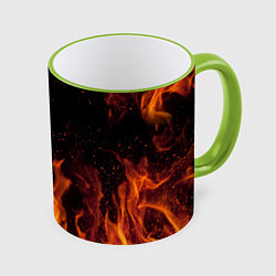 Кружка 3D ОГОНЬ, цвет: 3D-светло-зеленый кант