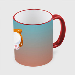 Кружка 3D Милый корги, цвет: 3D-красный кант