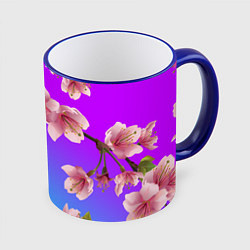 Кружка 3D САКУРА ВИШНЯ, цвет: 3D-синий кант