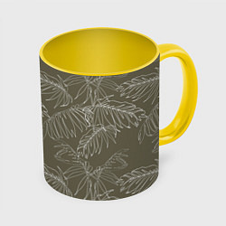Кружка 3D Листья пальмы, цвет: 3D-белый + желтый