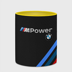 Кружка 3D BMW POWER CARBON, цвет: 3D-белый + желтый — фото 2