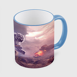 Кружка 3D Танк, цвет: 3D-небесно-голубой кант