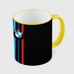 Кружка 3D BMW M SPORT CARBON, цвет: 3D-желтый кант
