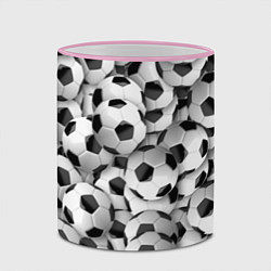 Кружка 3D Футбольные мячи много, цвет: 3D-розовый кант — фото 2