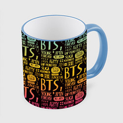 Кружка 3D BTS, цвет: 3D-небесно-голубой кант