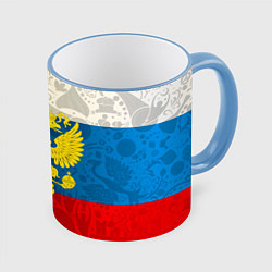 Кружка 3D Россия, цвет: 3D-небесно-голубой кант