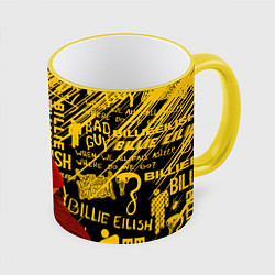 Кружка 3D Billie Eilish, цвет: 3D-желтый кант