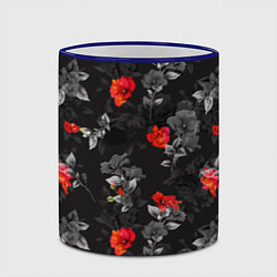 Кружка 3D Красные цветы, цвет: 3D-синий кант — фото 2