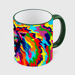 Кружка 3D Лев Artistic Art, цвет: 3D-зеленый кант