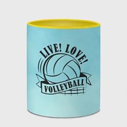 Кружка 3D LIVE! LOVE! VOLLEYBALL!, цвет: 3D-белый + желтый — фото 2