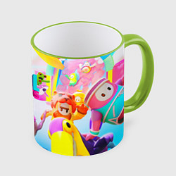 Кружка 3D FALL GAYS ФОЛЛ ГАЙС, цвет: 3D-светло-зеленый кант